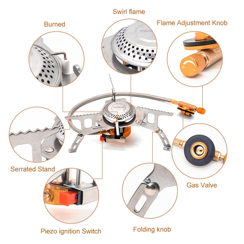 Camping Gas Stove Outdoor Windproof Tourist Burner Portable Folding Ultralight Tourism Cooker Equipment  Hiking Picnic