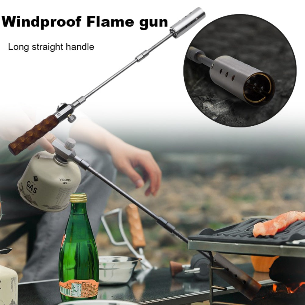 GOPEAK Kitchen Igniter Straight Handle Handheld Long Gas Canister Windproof Spitfire Gun Outdoor Camping Barbecue Utensils