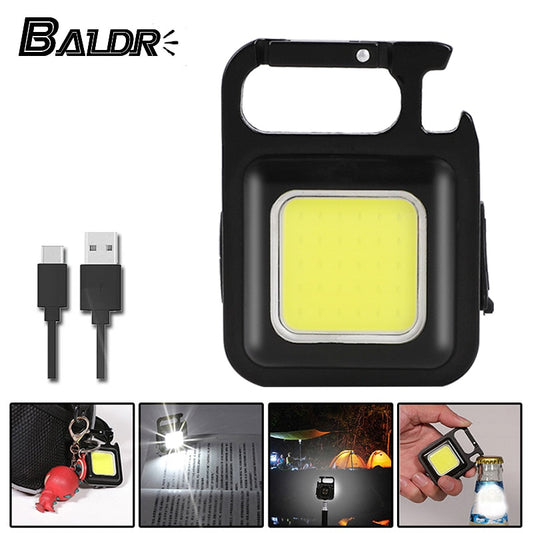 Mini LED Working Light Portable Pocket Flashlight USB Rechargeable Key Light Lantern Camping Outside Hiking COB Lantern