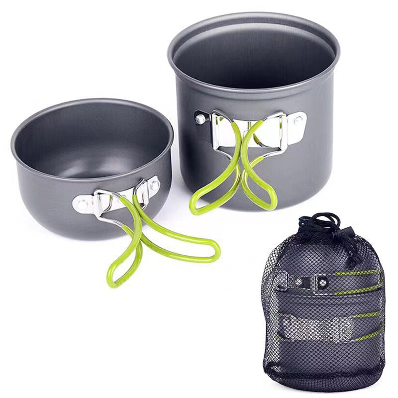 10PCS Camping Cookware Mess Kit with Mini Stove, Bracket Knife Fork Spoon, Stainless Steel Cup for Outdoor Camping Hiking Picnic