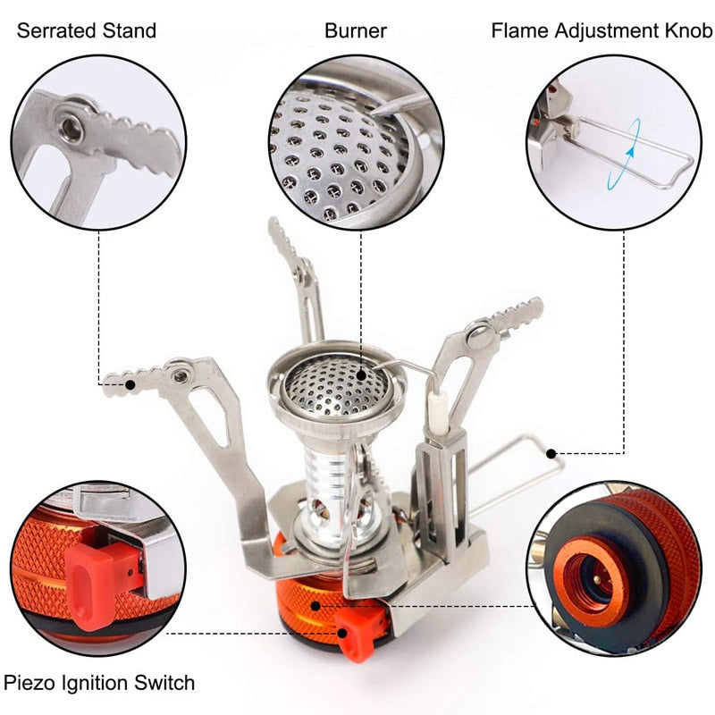 Mini Gas Stove Outdoor Folding Tourist Burner Portable Furnace Picnic Cooking Split Stoves Cooker Gas Burner Camping Supplies