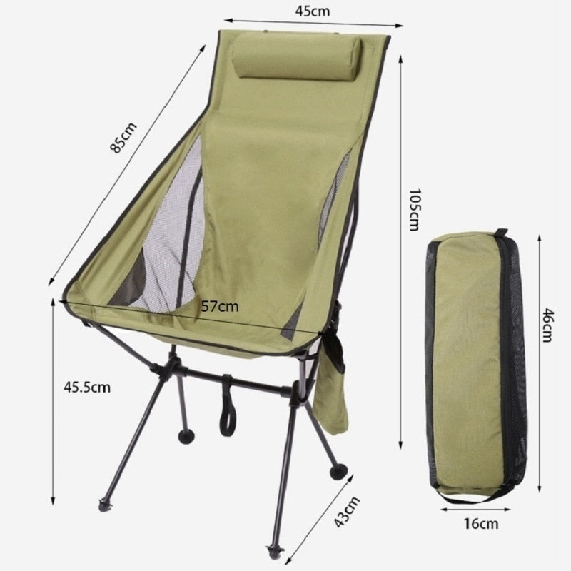 New Upgraded Outdoor Folding Chair Ultralight Aluminiu Alloy Camping Chair 150KG High Load Fishing Chair Beach Garden BBQ Chair