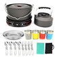 22PCS lightwelght soup pots, pans, teapots whit 4 cupsCamping Cooking kit for 4 person  Outdoor Camping Hiking Picnic