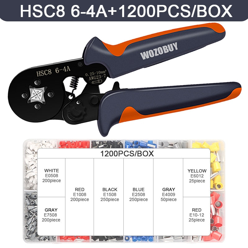 Tubular Terminal Crimping Tools Mini Electrical Pliers HSC8 6-4 0.25-10mm² 23-7AWG 6-6 0.25-6mm² High Precision Clamp Sets