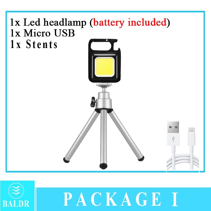 Mini LED Working Light Portable Pocket Flashlight USB Rechargeable Key Light Lantern Camping Outside Hiking COB Lantern