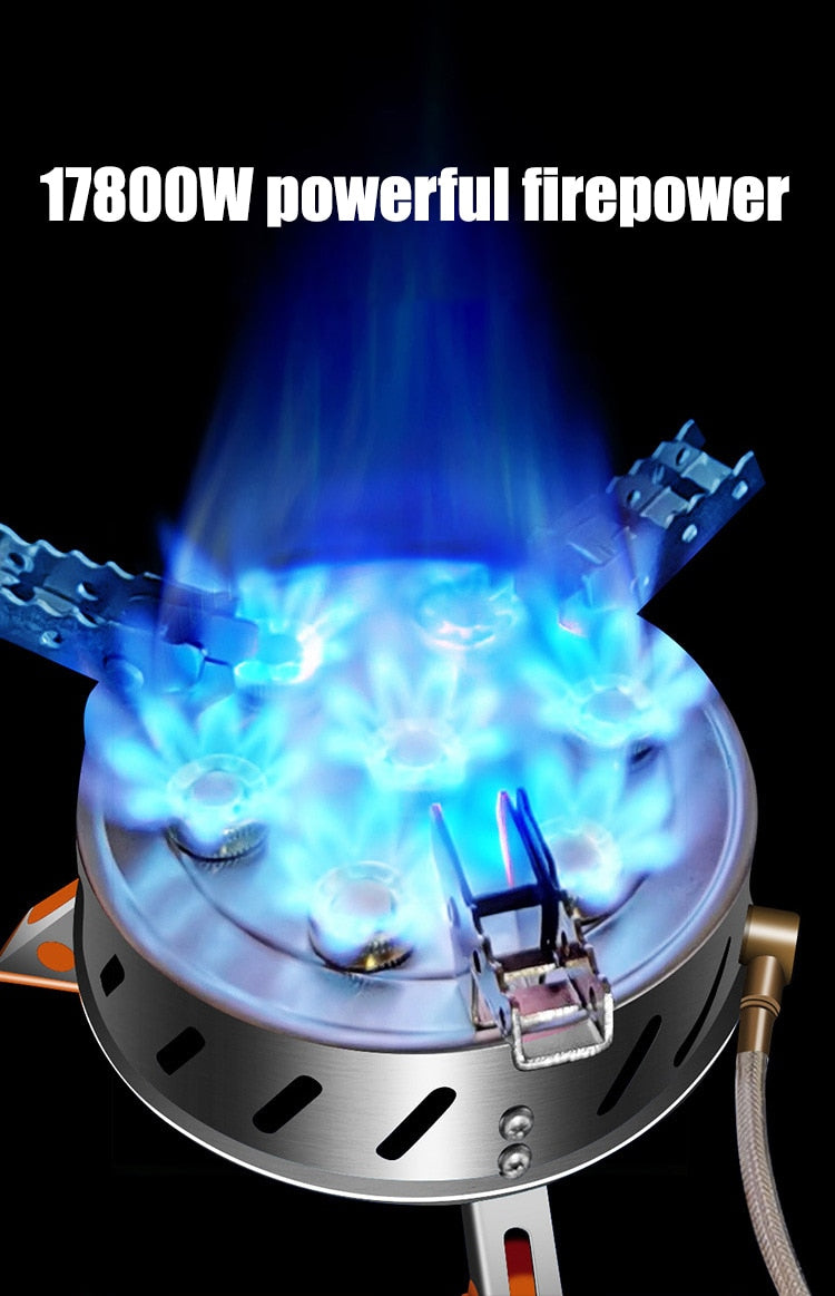 7-head Camping Wind Proof Gas Burner Outdoor Strong Fire Stove Heater Tourism Equipment Supplies Tourist Kitchen Survival Trips