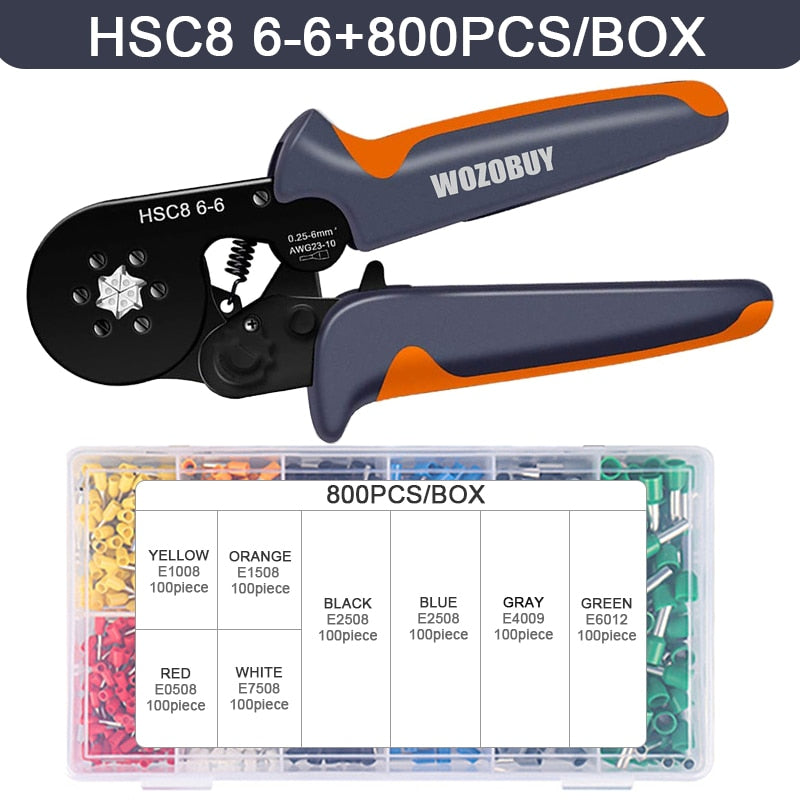 Tubular Terminal Crimping Tools Mini Electrical Pliers HSC8 6-4 0.25-10mm² 23-7AWG 6-6 0.25-6mm² High Precision Clamp Sets