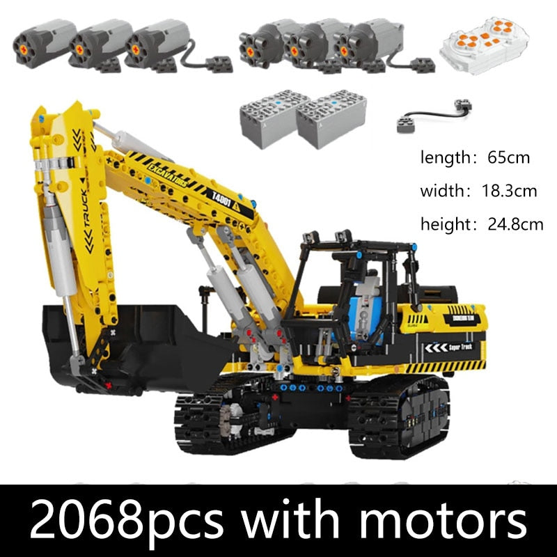 Technical Car Excavator APP Remote Control Moter Power T4001 Bricks Building Blocks Engineering Truck Toys Kids Moc Sets Gift
